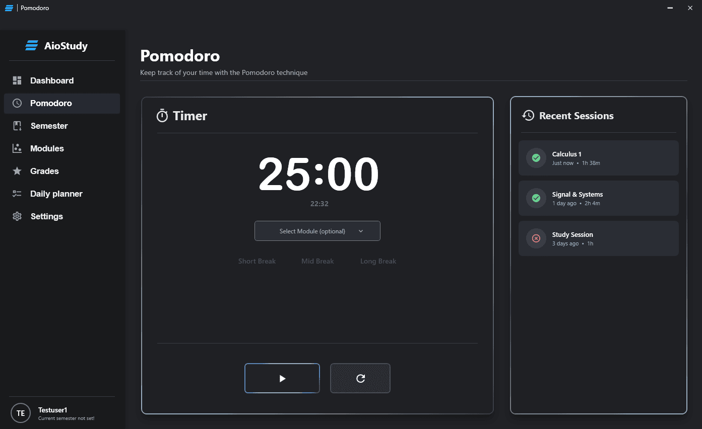 AioStudy Pomodoro Screenshot